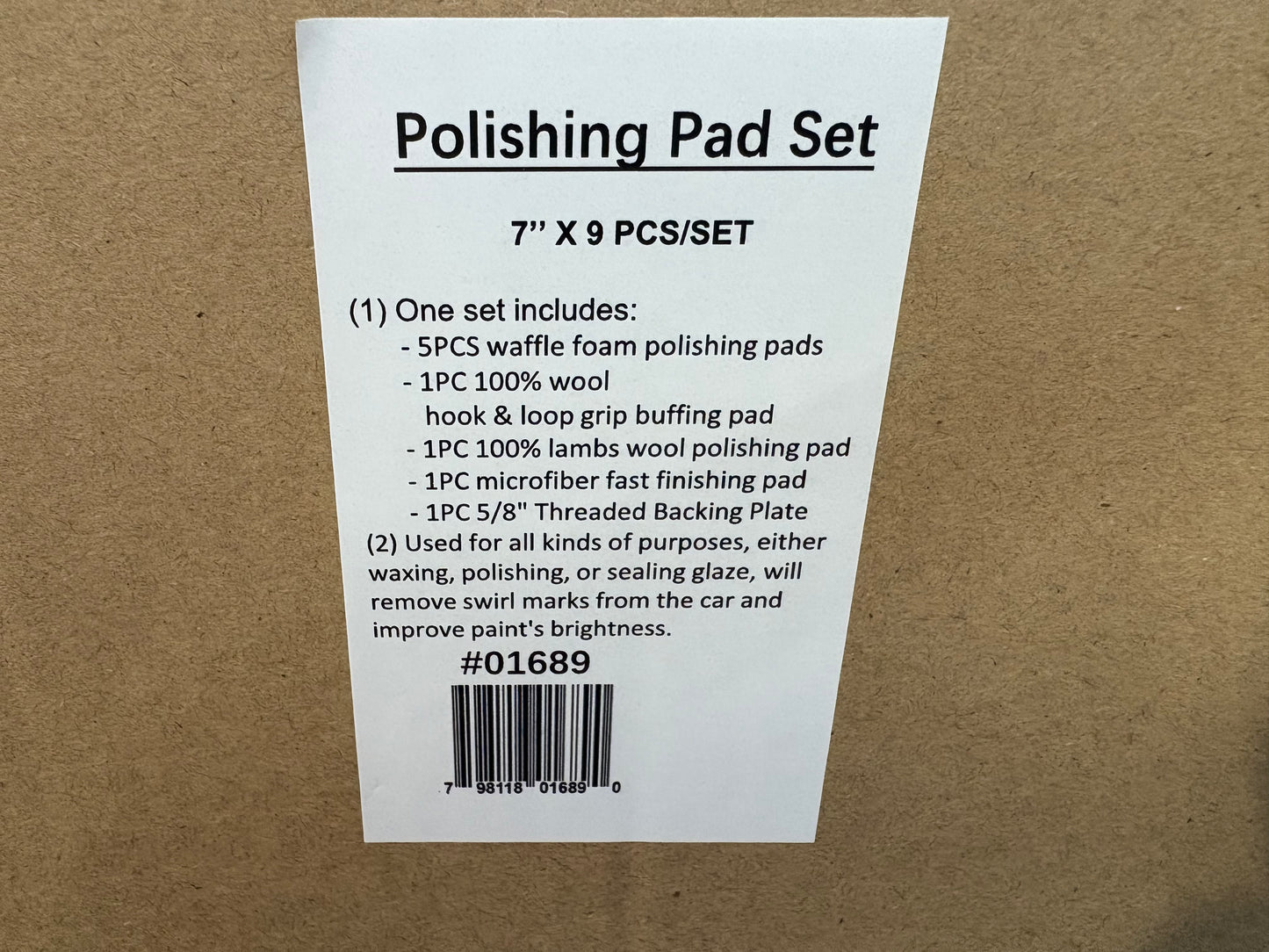 7 inch Polishing Pad Kit 9 pcs