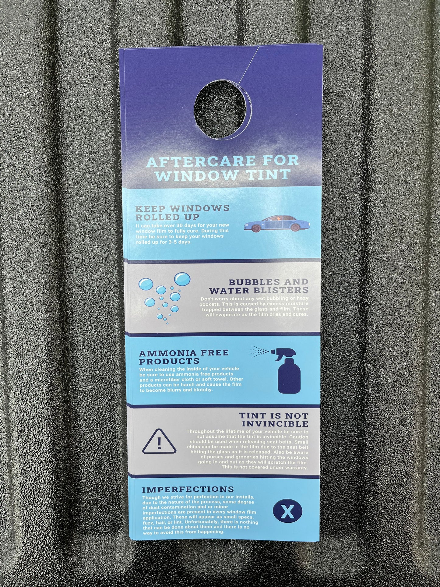 Mirror Hanger Window Tint Aftercare